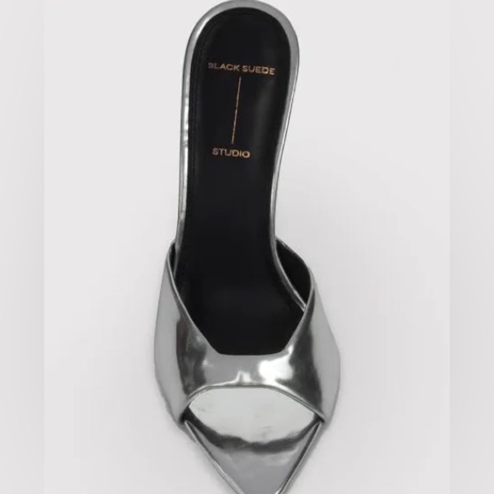 😎 Black Suede Studio Brea 100 heels mirrored silver - Picture 3 of 13